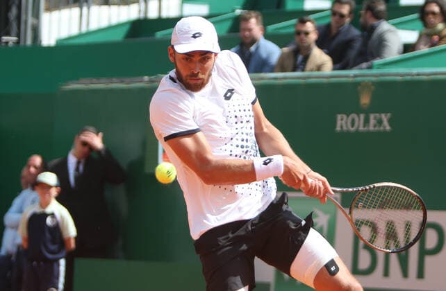 Benjamin Bonzi of France during the Rolex Monte-Carlo Masters 2022, ATP, Tennis Herren Masters 1000 tennis tournament on April 12, 2022 at Monte-Carlo Country Club in Roquebrune-Cap-Martin, France - Photo Laurent Lairys TENNIS : Rolex Monte-Carlo Masters 2022 - ATP Masters 1000 tennis - 12 04 2022 LaurentLairys Panoramic 
