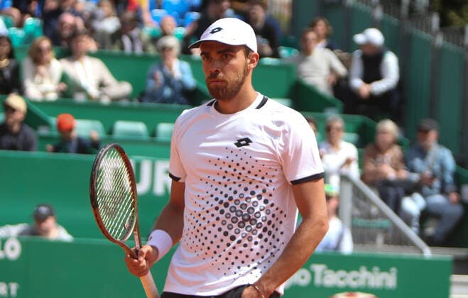 Benjamin Bonzi of France during the Rolex Monte-Carlo Masters 2022, ATP, Tennis Herren Masters 1000 tennis tournament on April 12, 2022 at Monte-Carlo Country Club in Roquebrune-Cap-Martin, France - Photo Laurent Lairys TENNIS : Rolex Monte-Carlo Masters 2022 - ATP Masters 1000 tennis - 12 04 2022 LaurentLairys Panoramic 