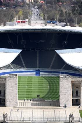 Fussball, Herren, Saison 2021 2022, 1. Bundesliga, Hertha BSC, Olympiapark Berlin, im Bild: Blick ins Olympiastadion, 11.04. 2022, Copyright: xMatthiasxKochx