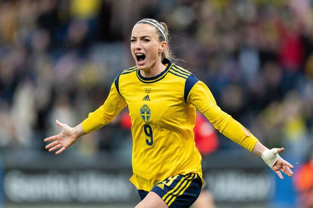 220412 Kosovare Asllani of Sweden celebrates the 1-1 goal during the FIFA Women s World Cup Qualifier football match between Sweden and Ireland on April 12, 2022 in Göteborg. Photo: Michael Erichsen BILDBYRAN COP 89 MI0270 fotboll football soccer fotball vm-kval kval fifa women s world cup qualifier qualifier sverige sweden irland ireland dam bbeng jubel Copyright: MICHAELxERICHSEN BB220412MI033