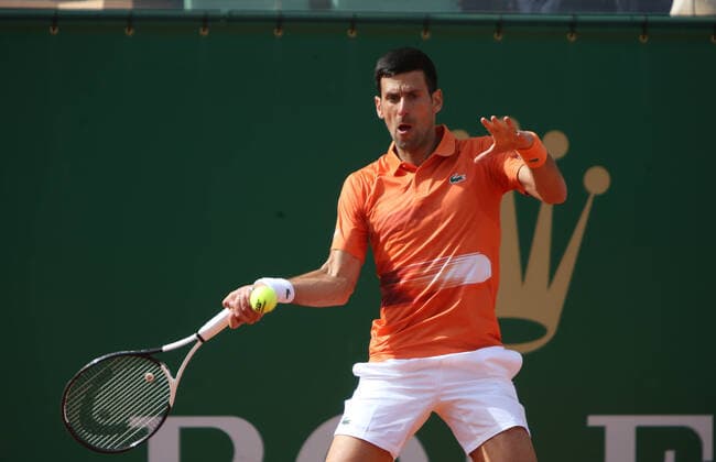 Novak Djokovic of Serbie during the Rolex Monte-Carlo Masters 2022, ATP, Tennis Herren Masters 1000 tennis tournament on April 12, 2022 at Monte-Carlo Country Club in Roquebrune-Cap-Martin, France TENNIS : Tournoi ATP -Rolex Monte Carlo Masters - 12 04 2022 LaurentLairys Panoramic 