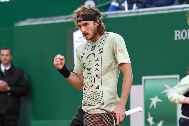 Tennis Rolex Monte-Carlo Masters 2022, STEFANOS TSITSIPAS, joy, celebration TENNIS 2022 ROLEX MONTE-CARLO MASTERS