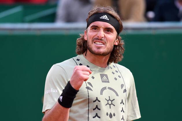 Tennis Rolex Monte-Carlo Masters 2022, STEFANOS TSITSIPAS, joy, celebration TENNIS 2022 ROLEX MONTE-CARLO MASTERS