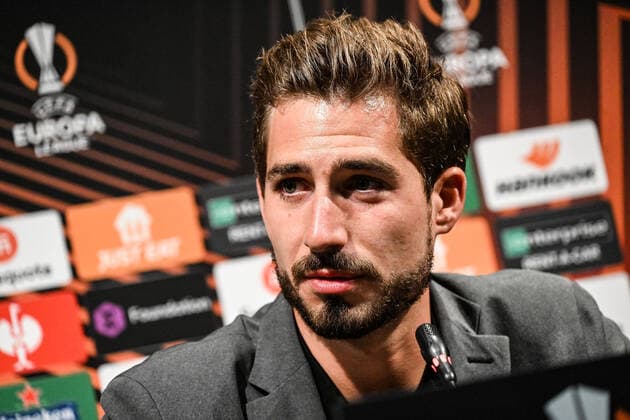 13.04.2022, xjhx, Fussball UEFA Europa League, Eintracht Frankfurt Pressekonferenz emspor, v.l. Kevin Trapp (Eintracht Frankfurt) (DFL DFB REGULATIONS PROHIBIT ANY USE OF PHOTOGRAPHS as IMAGE SEQUENCES and or QUASI-VIDEO) Barcelona