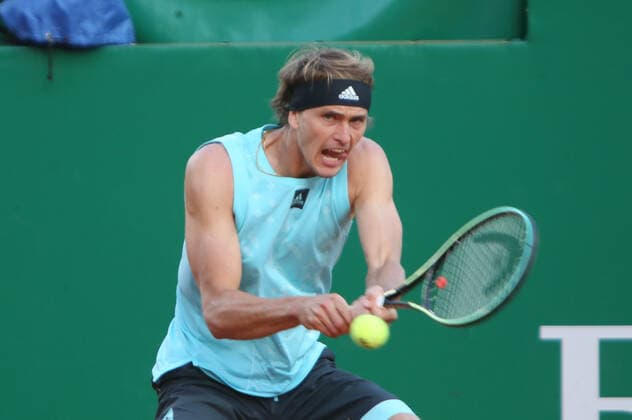 Alexander Zverev of Germany during the Rolex Monte-Carlo Masters 2022, ATP, Tennis Herren Masters 1000 tennis tournament on April 13, 2022 at Monte-Carlo Country Club in Roquebrune-Cap-Martin, France - TENNIS : Rolex Monte-Carlo Masters 2022 - ATP Masters 1000 - 13 04 2022 LaurentLairys Panoramic 