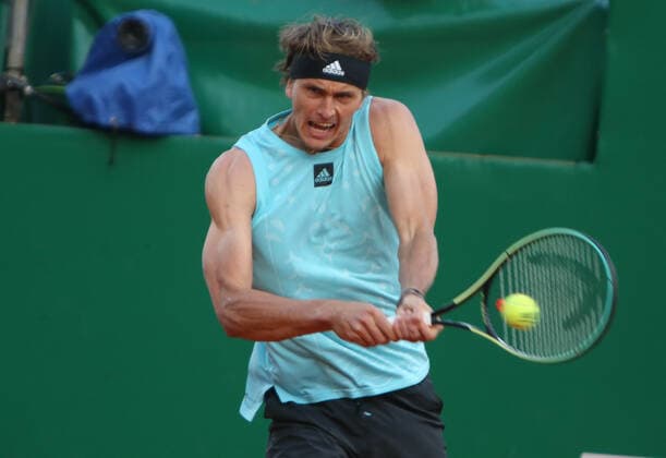 Alexander Zverev of Germany during the Rolex Monte-Carlo Masters 2022, ATP, Tennis Herren Masters 1000 tennis tournament on April 13, 2022 at Monte-Carlo Country Club in Roquebrune-Cap-Martin, France - TENNIS : Rolex Monte-Carlo Masters 2022 - ATP Masters 1000 - 13 04 2022 LaurentLairys Panoramic 