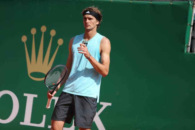 Alexander Zverev of Germany during the Rolex Monte-Carlo Masters 2022, ATP, Tennis Herren Masters 1000 tennis tournament on April 14, 2022 at Monte-Carlo Country Club in Roquebrune-Cap-Martin, France - Photo Laurent Lairys TENNIS : Monte Carlo 2022 - Monaco - 14 04 2022 LaurentLairys Panoramic 