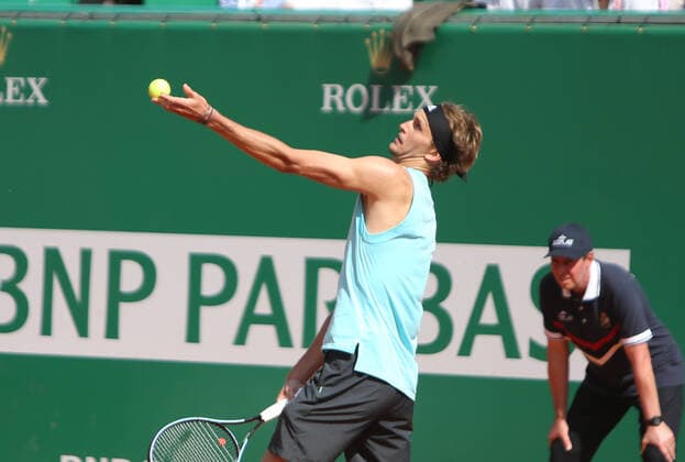 Alexander Zverev of Germany during the Rolex Monte-Carlo Masters 2022, ATP, Tennis Herren Masters 1000 tennis tournament on April 14, 2022 at Monte-Carlo Country Club in Roquebrune-Cap-Martin, France - Photo Laurent Lairys TENNIS : Monte Carlo 2022 - Monaco - 14 04 2022 LaurentLairys Panoramic 