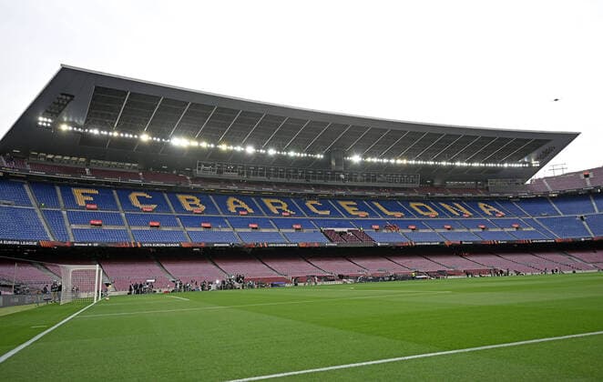14.04.2022, xjhx, Fussball UEFA Europa League, FC Barcelona, Barca - Eintracht Frankfurt emspor, v.l. Camp Nou Stadion Tribuene (DFL DFB REGULATIONS PROHIBIT ANY USE OF PHOTOGRAPHS as IMAGE SEQUENCES and or QUASI-VIDEO) Barcelona