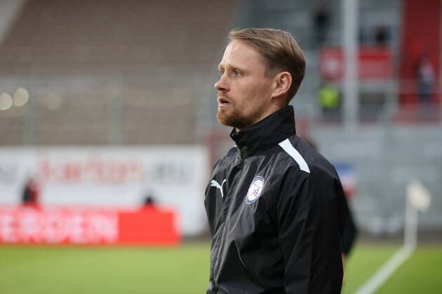 Trainer Thomas Franke (Tasmania Berlin) Fussball Regionalliga Nordost 2021 2022 FC Energie Cottbus - Tasmania Berlin