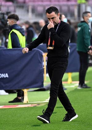 14.04.2022, xjhx, Fussball UEFA Europa League, FC Barcelona, Barca - Eintracht Frankfurt emspor, v.l. Xavi - Xavier Hernandez Creus (Trainer Head Coach FC Barcelona) (DFL DFB REGULATIONS PROHIBIT ANY USE OF PHOTOGRAPHS as IMAGE SEQUENCES and or QUASI-VIDEO) Barcelona