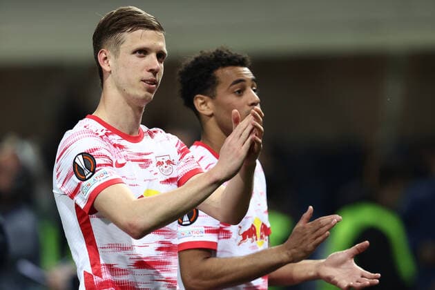 April 14, 2022, Bergamo, Italy: Bergamo, Italy, Gewiss Stadium, April 14, 2022, Dani Olmo (RB Leipzig) during Atalanta BC vs RB Lipsia - football Europa League match. football Europa League match - Atalanta BC vs RB Lipsia, Bergamo, Italy - ZUMAl164 20220414_zsa_l164_092 Copyright: xFrancescoxScaccianocex