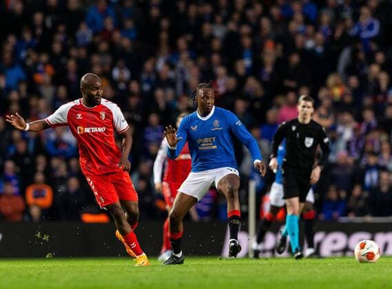 Mandatory Credit: Photo by Luke Nickerson Rangers FC Shutterstock (12894538bj) Rangers Midfielder Joe Aribo Rangers v Braga, UEFA Europa League, Quarter Final, Second Leg, Football, Ibrox Stadium, Glasgow, UK - 14 Apr 2022 Rangers v Braga, UEFA Europa League, Quarter Final, Second Leg, Football, Ibrox Stadium, Glasgow, UK - 14 Apr 2022 Copyright: xLukexNickerson RangersxFC Shutterstockx 12894538bj