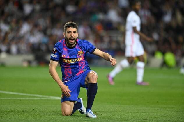 UEFA Europa League soccer match quarter finals second leg FC Barcelona, Barca vs Eintracht Frankfurt at Camp Nou stadium. Barcelona. April 14, 2022 Jordi Alba 900 Cordon Press