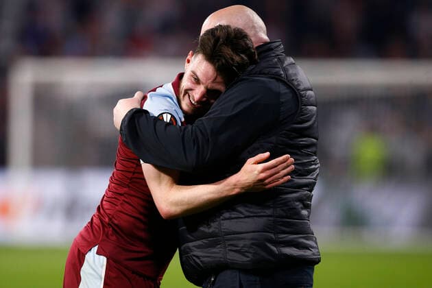 Olympique Lyonnais v West Ham United UEFA Europa League Declan Rice of West Ham United at the end of the UEFA Europa League Quarter-Final Second Leg match at Groupama Stadium, Lyons Content Not Available For UK Newspapers Copyright: xPaulxChestertonx FIL-16787-0054 UK Newspapers OUT