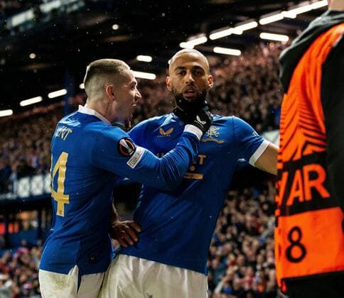 Mandatory Credit: Photo by Luke Nickerson Rangers FC Shutterstock (12894538dz) Rangers Forward Kemar Roofe celebrates scoring his sides third goal Rangers v Braga, UEFA Europa League, Quarter Final, Second Leg, Football, Ibrox Stadium, Glasgow, UK - 14 Apr 2022 Rangers v Braga, UEFA Europa League, Quarter Final, Second Leg, Football, Ibrox Stadium, Glasgow, UK - 14 Apr 2022 Copyright: xLukexNickerson RangersxFC Shutterstockx 12894538dz
