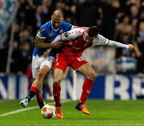 Mandatory Credit: Photo by Luke Nickerson Rangers FC Shutterstock (12894538dj) Rangers Forward Kemar Roofe Rangers v Braga, UEFA Europa League, Quarter Final, Second Leg, Football, Ibrox Stadium, Glasgow, UK - 14 Apr 2022 Rangers v Braga, UEFA Europa League, Quarter Final, Second Leg, Football, Ibrox Stadium, Glasgow, UK - 14 Apr 2022 Copyright: xLukexNickerson RangersxFC Shutterstockx 12894538dj