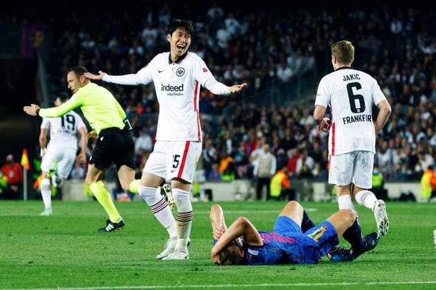 Daichi Kamada (Frankfurt), APRIL 14, 2022 - Football Soccer : UEFA Europa League Round of 8 2nd leg match between FC Barcelona, Barca 2-3 Eintracht Frankfurt at the Camp Nou stadium in Barcelona, Spain. Noxthirdxpartyxsales  (185854943)