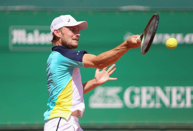 David Goffin of Belgium during the Rolex Monte-Carlo Masters 2022, ATP, Tennis Herren Masters 1000 tennis tournament on April 14, 2022 at Monte-Carlo Country Club in Roquebrune-Cap-Martin, France - Photo Laurent Lairys TENNIS : Monte Carlo 2022 - Monaco - 14 04 2022 LaurentLairys Panoramic 