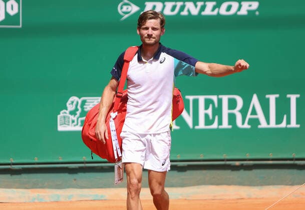 David Goffin of Belgium during the Rolex Monte-Carlo Masters 2022, ATP, Tennis Herren Masters 1000 tennis tournament on April 14, 2022 at Monte-Carlo Country Club in Roquebrune-Cap-Martin, France - Photo Laurent Lairys TENNIS : Monte Carlo 2022 - Monaco - 14 04 2022 LaurentLairys Panoramic 