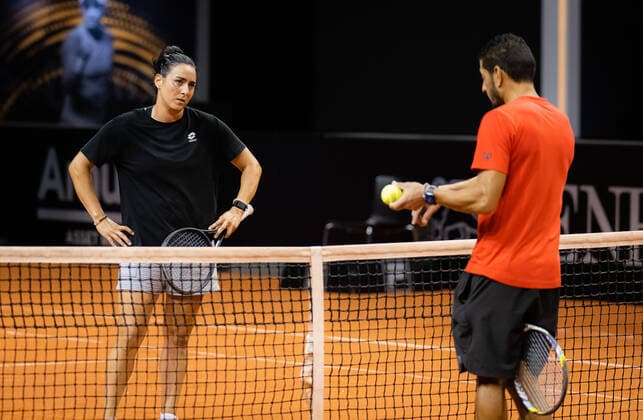 April 15, 2022, STUTTGART, GERMANY: Ons Jabeur of Tunisia during practice ahead of the 2022 Porsche Tennis Grand Prix WTA, Tennis Damen 500 tennis tournament STUTTGART GERMANY - ZUMAa181 20220415_zaa_a181_012 Copyright: xRobxPrangex