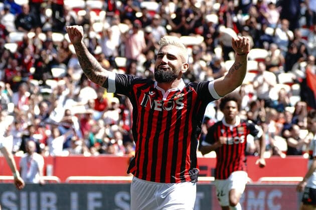 Joie - Andy Delort (OGC Nice) FOOTBALL : OGC Nice vs Lorient - Ligue 1 Uber Eats - Nice - 17 04 2022 NorbertScanella Panoramic 