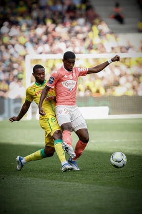 Wylan Cyprien (Nantes) vs Mathias Pereira Lage (Angers SCO) FOOTBALL : FC Nantes vs Angers SCO - Ligue 1 Uberteat - 17 04 2022 AurelienMorissard Panoramic 