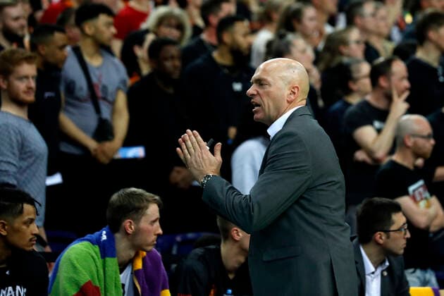 17.04.2022, easyCredit Basketball Bundesliga, BBL, Saison 2021 2022, Herren, Syntainics MBC - Chemnitz Niners Rodrigo Pastore (Headcoach), Niners Chemnitz Leipzig QUARTERBACK Immobilien ARENA Sachsen Germany