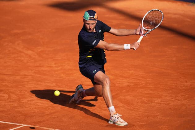 ESP: Barcelona Open Banc, Conde de Godo Trophy Hugo Grenierduring the match of Barcelona Open Banc Sabadell, Conde de Godo Trophy played at Real Club de Tenis Barccelona on April 18, 2022 in Barcelona, Spain. kpmg Copyright: xBaguxBlancox xxPRESSINPHOTOx PS_220418_928
