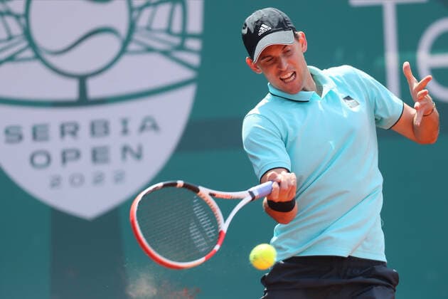 Sport Bilder des Tages Dominic Thiem of Austria vs John Millman of Australia ATP, Tennis Herren tour Serbia open tennis center Novak,Belgrade 19.04.2022. Photo: Marko Metlas MarkoxMetlas 