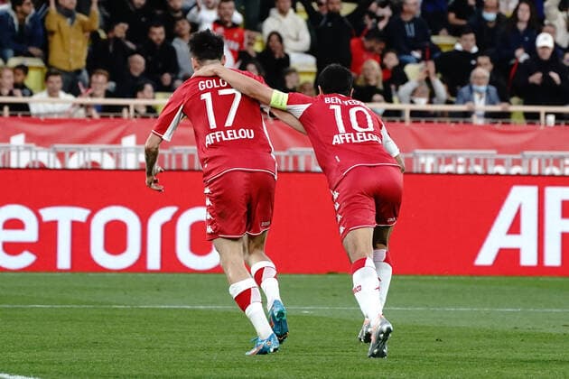 Joie - Aleksandr Golovin (AS Monaco) - Wissam Ben Yedder (AS Monaco) FOOTBALL : AS Monaco vs OGC Nice - Ligue 1 Uber Eats - Monaco - 20 04 2022 NorbertScanella Panoramic 