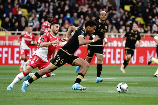 Jean Clair Todibo (OGC Nice) - Kevin Volland (AS Monaco) FOOTBALL : AS Monaco vs OGC Nice - Ligue 1 Uber Eats - Monaco - 20 04 2022 NorbertScanella Panoramic 