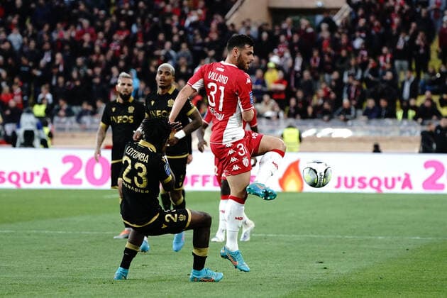 Kevin Volland (AS Monaco) - Jordan Lotomba (OGC Nice) FOOTBALL : AS Monaco vs OGC Nice - Ligue 1 Uber Eats - Monaco - 20 04 2022 NorbertScanella Panoramic 