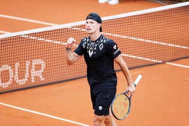 Marton Fucsovics (HUN), APRIL20, 2022 - Tennis : Marton Fucsovics of Hungary celebrate after point during singles 2nd round match against Federico Delbonis of Argentina on the Barcelona Open Banc Sabadell tennis tournament at the Real Club de Tenis de Barcelona in Barcelona, Spain.  (0156452149st)