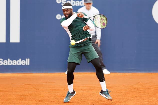 Frances Tiafoe (USA), APRIL20, 2022 - Tennis : Frances Tiafoe of USA during singles 2nd round match against Hugo Dellien of Bolivia on the Barcelona Open Banc Sabadell tennis tournament at the Real Club de Tenis de Barcelona in Barcelona, Spain.  (0156452161st)