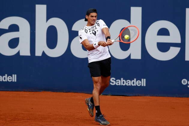 Federico Coria (ARG), APRIL21, 2022 - Tennis : Federico Coria of Argentina during singles 2nd round match against Grigor Dimitrov of Bulgaria on the Barcelona Open Banc Sabadell tennis tournament at the Real Club de Tenis de Barcelona in Barcelona, Spain.  (0156541449st)