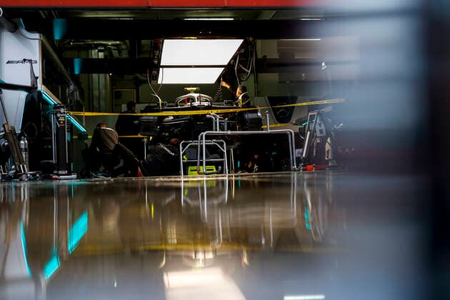Garage of Mercedes-AMG Petronas F1 Team, F1 Grand Prix of Emilia Romagna at Autodromo Enzo e Dino Ferrari on April 21, 2022 in Imola, Italy. (Photo by HOCH ZWEI) Imola Italy