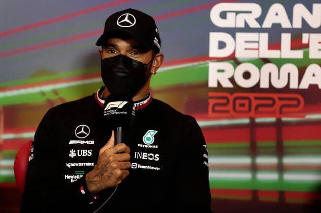 Fahrerpressekonferenz, Lewis Hamilton (UK, Mercedes AMG Petronas F1 Team 44) ITA, Formel 1 Grand Prix Emilia Romagna, Imola, 22.04.2022 ITA, Formel 1 Grand Prix Emilia Romagna, Imola, 22.04.2022 Imola