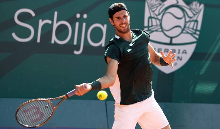 Serbia Tennis Open Djokovic - Khachanov 8173510 23.04.2022 Russia s Karen Khachanov competes against Serbia s Novak Djokovic during their semi final match of the Serbia Open tennis tournament in Belgrade, Serbia. Alexandar Djorovich Sputnik Belgrade Serbia  Copyright: xAlexandarxDjorovichx