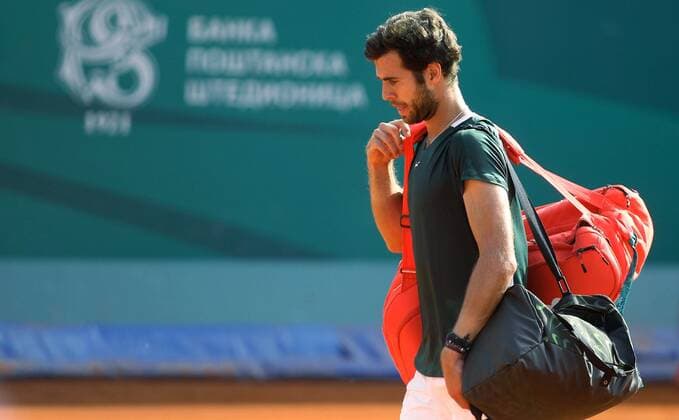 Serbia Tennis Open Djokovic - Khachanov 8173568 23.04.2022 Russia s Karen Khachanov is pictured after his semi final match against Serbia s Novak Djokovic at the Serbia Open tennis tournament in Belgrade, Serbia. Alexandar Djorovich Sputnik Belgrade Serbia  Copyright: xAlexandarxDjorovichx