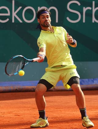Serbia Tennis Open Fognini - Rublev 8173919 23.04.2022 Italy s Fabio Fognini returns a shot from Russia s Andrey Rublev during their tennis semifinal match of the Serbia Open tennis tournament in Belgrade, Serbia. Alexandar Djorovich Sputnik Belgrade Serbia  Copyright: xAlexandarxDjorovichx