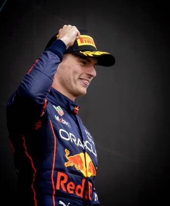IMOLA - Oracle Red Bull Racing s Max Verstappen (1) on the podium after winning the Emilia Romagna F1 Grand Prix at Autodromo Enzo e Dino Ferrari on April 24, 2022 in Imola, Italy. REMKO DE WAAL GP Emilia - Romagna 2022 - RACE 2022 xVIxANPxSportx xxANPxIVx