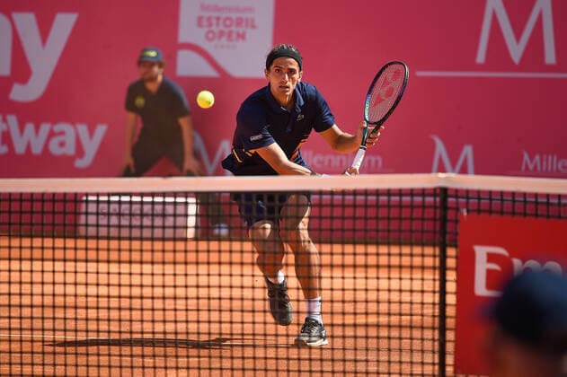 April 24, 2022, Estoril, Lisbon, Portugal: Pierre-Hugues Herbert from France returns a ball to Fernando Verdasco de Espanha during the Millennium Estoril Open Final ATP, Tennis Herren 250 tennis tournament at the Clube de Tenis do Estoril..Final score: Pierre-Hugues Herbert 2:1 Fernando Verdasco Estoril Portugal - ZUMAs197 20220424_zaa_s197_144 Copyright: xBrunoxdexCarvalhox