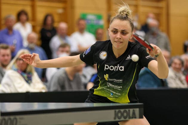 Langstadt 24.04.2022 Tischtennis Damen Bundesliga Finale Saison 2022 TSV Langstadt - ttc Eastside Berlin e.V. emspor, emonline, oespor, v.l., Sabina Surdan (ttc eastside berlin e.V.)