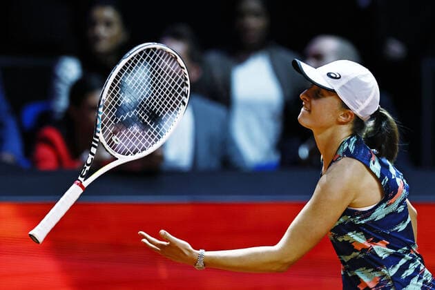 Iga Swiatek, POL, after matchpoint during finals at 2022 Porsche Tennis Grand Prix in Stuttgart, 24 04 2022; -