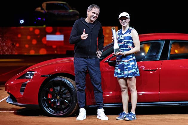 Iga Swiatek, POL, after car presentation at 2022 Porsche Tennis Grand Prix in Stuttgart, 24 04 2022; -