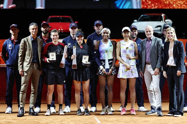 Participants after doubles finals at 2022 Porsche Tennis Grand Prix in Stuttgart, 24 04 2022; -