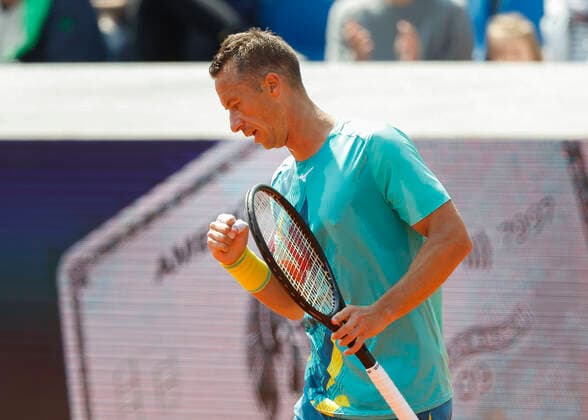 Philipp Kohlschreiber (GER) macht die Faust und jubelt, Jubel, Freude, Emotion Tennis - BMW Open 2022 - ATP, Tennis Herren - MTTC Iphitos - Munich - - Germany - 25 April 2022. Copyright: xJuergenxHasenkopfx