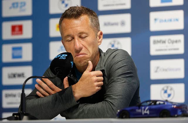 Sport Bilder des Tages 25.04.2022, BMW Open, MTTC Iphitos Muenchen, Tennis. im Bild: PK mit Philipp Kohlschreiber (GER)