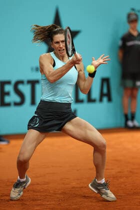 April 26, 2022, MADRID, MADRID, SPAIN: Andrea Petkovic of Germany in action against Misaki Doi of Japan during the Qualifiers 1 during the Mutua Madrid Open 2022 celebrated at La Caja Magica on April 26, 2022, in Madrid, Spain. MADRID SPAIN - ZUMAa181 20220426_zaa_a181_106 Copyright: xOscarxJ.xBarrosox